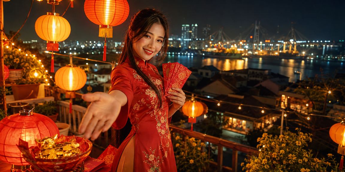 Không khí chợ đêm Hải Phòng rực rỡ phong bì đỏ may mắn – biểu tượng thưởng đặc biệt dành cho High Roller
